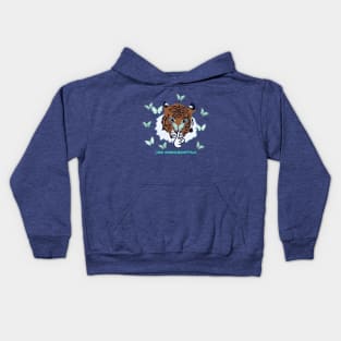 Tiger & Butterfly On Nose Kids Hoodie